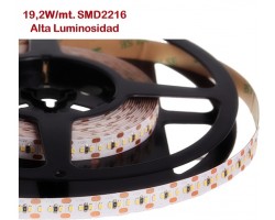 Tira LED 5 mts Flexible 12V 96W 1200 Led SMD 2216 IP20 Blanco Cálido, Serie Profesional